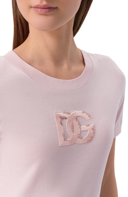 Хлопковая футболка Dolce & Gabbana F8N08Z/GDDMB Розовый  F8N08Z/GDDMB Фото 5