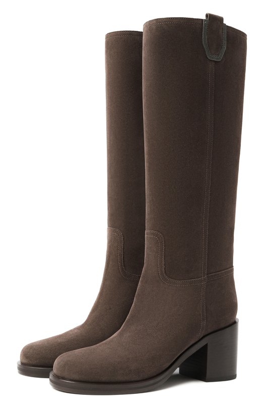 Замшевые сапоги Brunello Cucinelli MZSFC3110 Коричневый MZSFC3110
