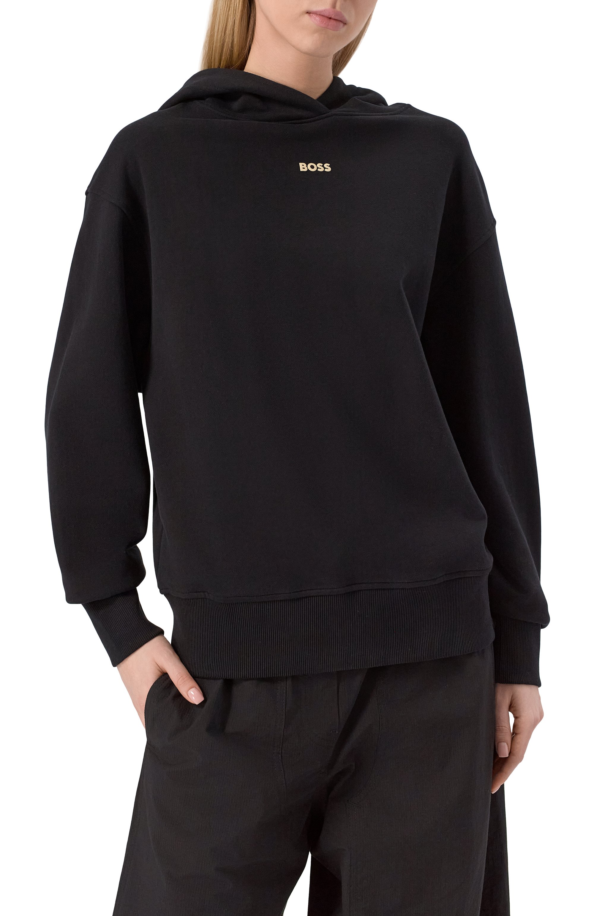 Хлопковое худи BOSS ORANGE черного цвета по цене 17950 руб., арт. 50534815, фото 3 Хлопковое худи BOSS ORANGE, арт. 50534815, фото 3