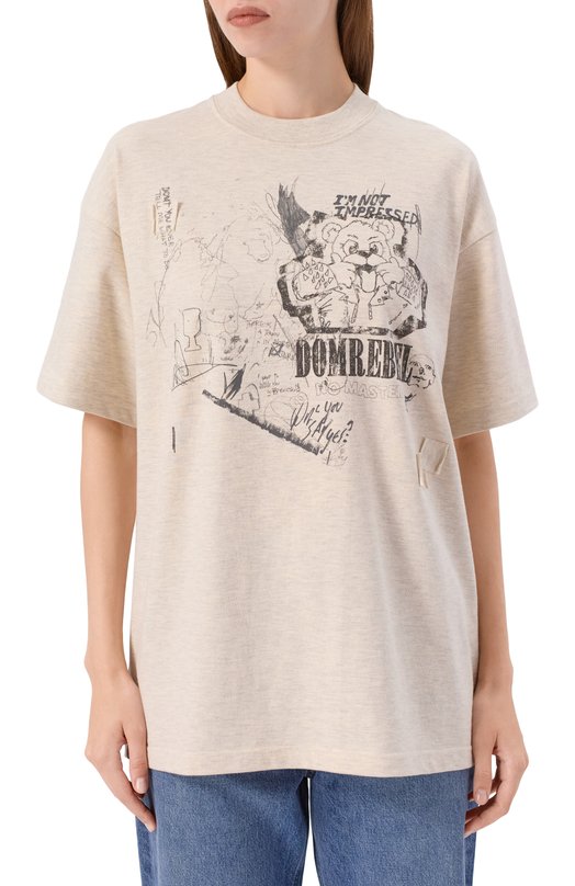 Хлопковая футболка DOMREBEL RUNT T-SHIRT Кремовый  RUNT T-SHIRT Фото 3