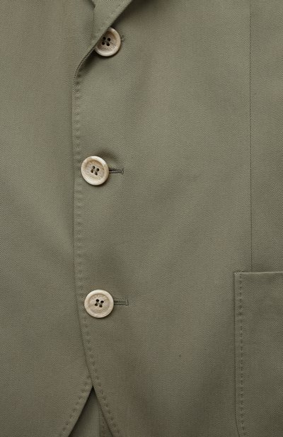 Хлопковый пиджак BRUNELLO CUCINELLI хаки цвета по цене 89950 руб., арт. BS443K726B, фото 3 Хлопковый пиджак BRUNELLO CUCINELLI, арт. BS443K726B, фото 3