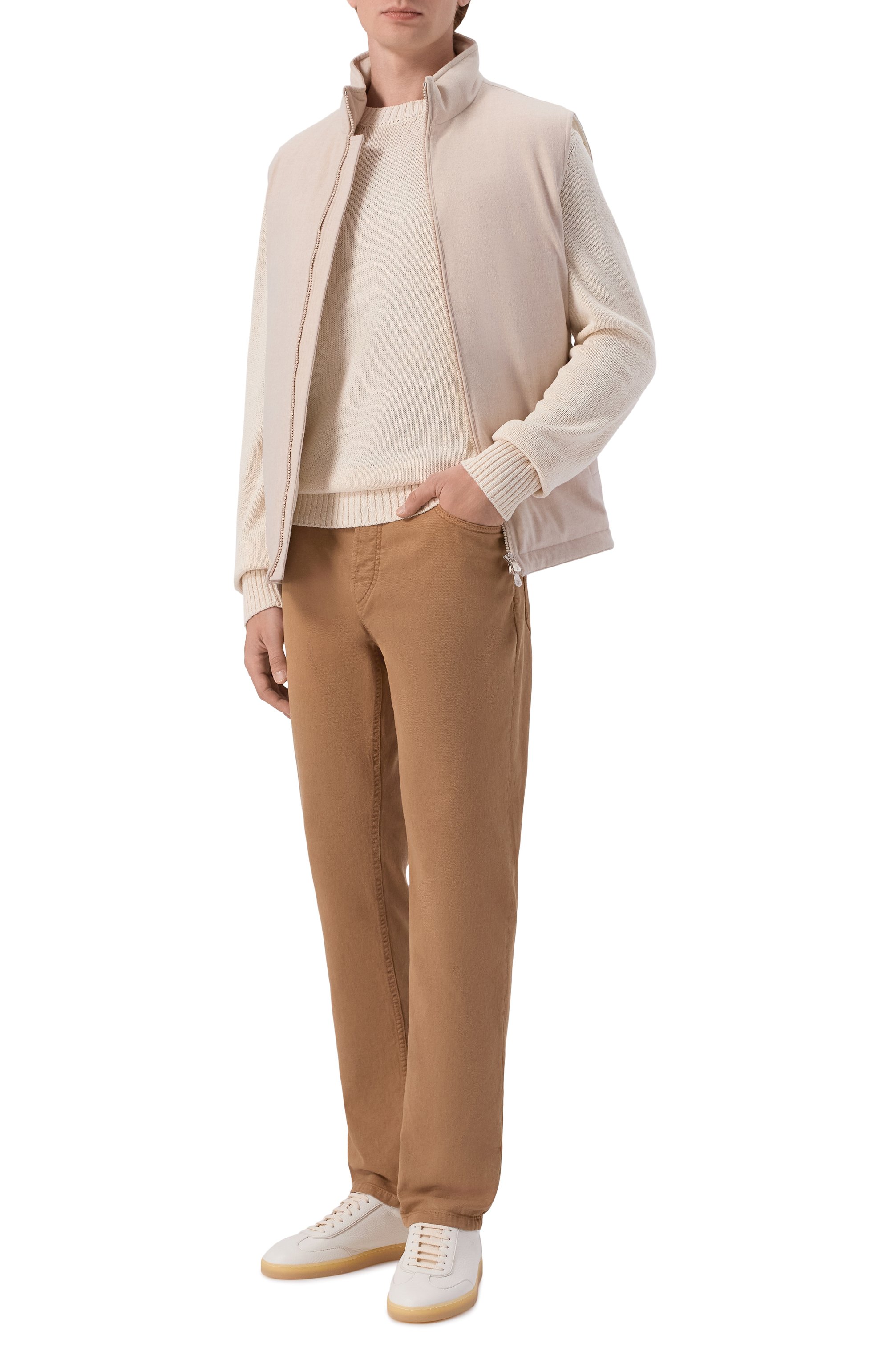 Джинсы traditional fit BRUNELLO CUCINELLI бежевого цвета по цене 88800 руб., арт. M277PD3210, фото 2 Джинсы traditional fit BRUNELLO CUCINELLI, арт. M277PD3210, фото 2