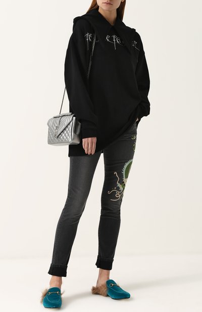 Джинсы прямого кроя с вышивкой в виде дракона GUCCI, арт. 470225/XR627, фото 2