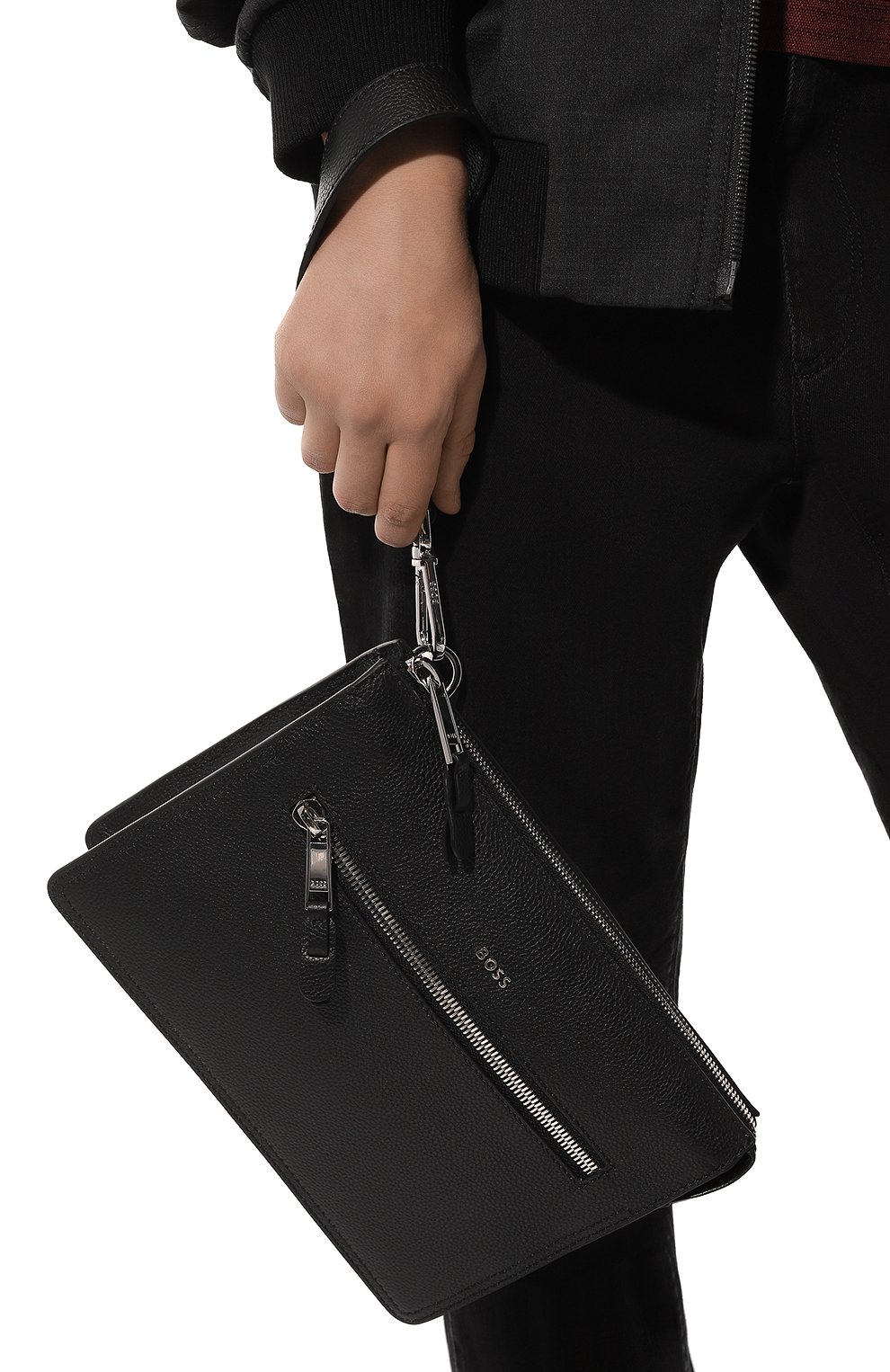 Кожаная сумка BOSS черного цвета по цене 29400 руб., арт. 50503698, фото 2 Кожаная сумка BOSS, арт. 50503698, фото 2