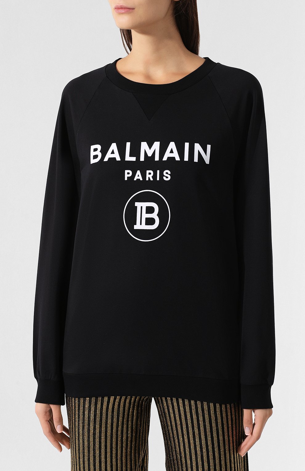 Хлопковый свитшот BALMAIN черного цвета по цене 49950 руб., арт. SF13602/J163, фото 3 Хлопковый свитшот BALMAIN, арт. SF13602/J163, фото 3