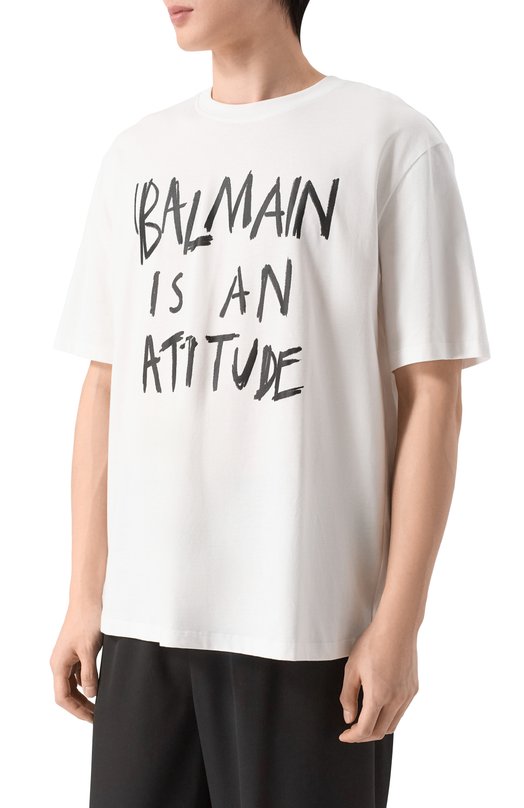 Хлопковая футболка Balmain GH1EG225/GF40 Белый  GH1EG225/GF40 Фото 3
