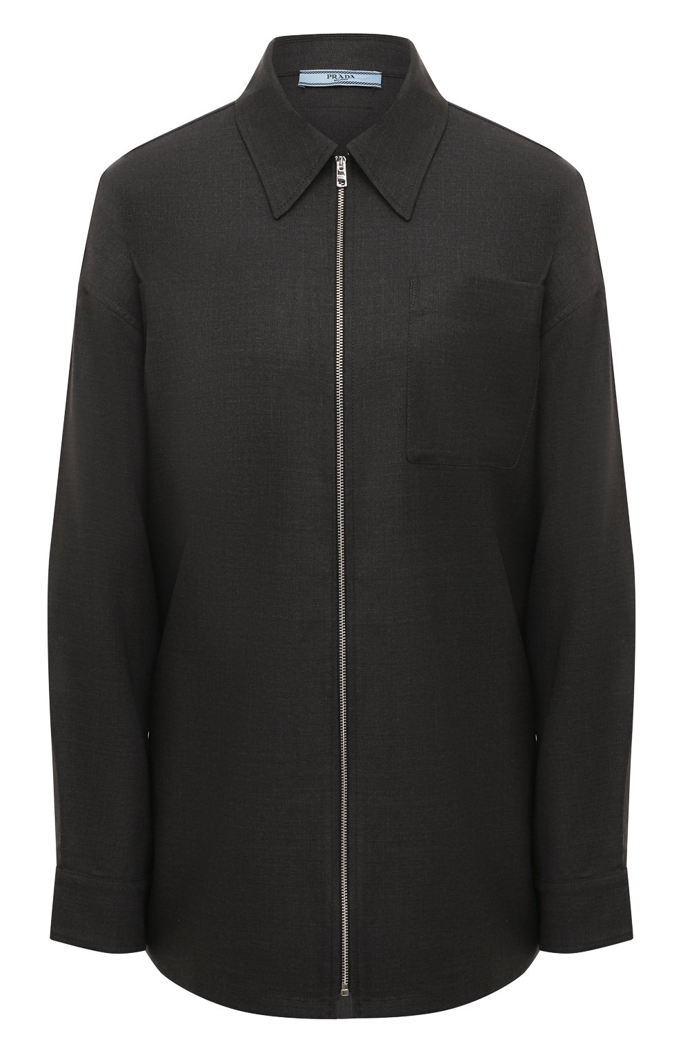 Шерстяная рубашка PRADA серого цвета по цене 140000 руб., арт. P496F-11BA-F0308-221, фото 1 Шерстяная рубашка PRADA, арт. P496F-11BA-F0308-221, фото 1