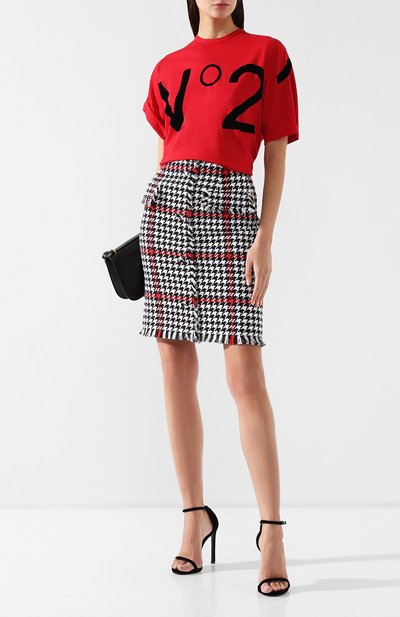 Твидовая юбка MSGM черно-белого цвета по цене 30700 руб., арт. 2641MDD06 195115, фото 2 Твидовая юбка MSGM, арт. 2641MDD06 195115, фото 2