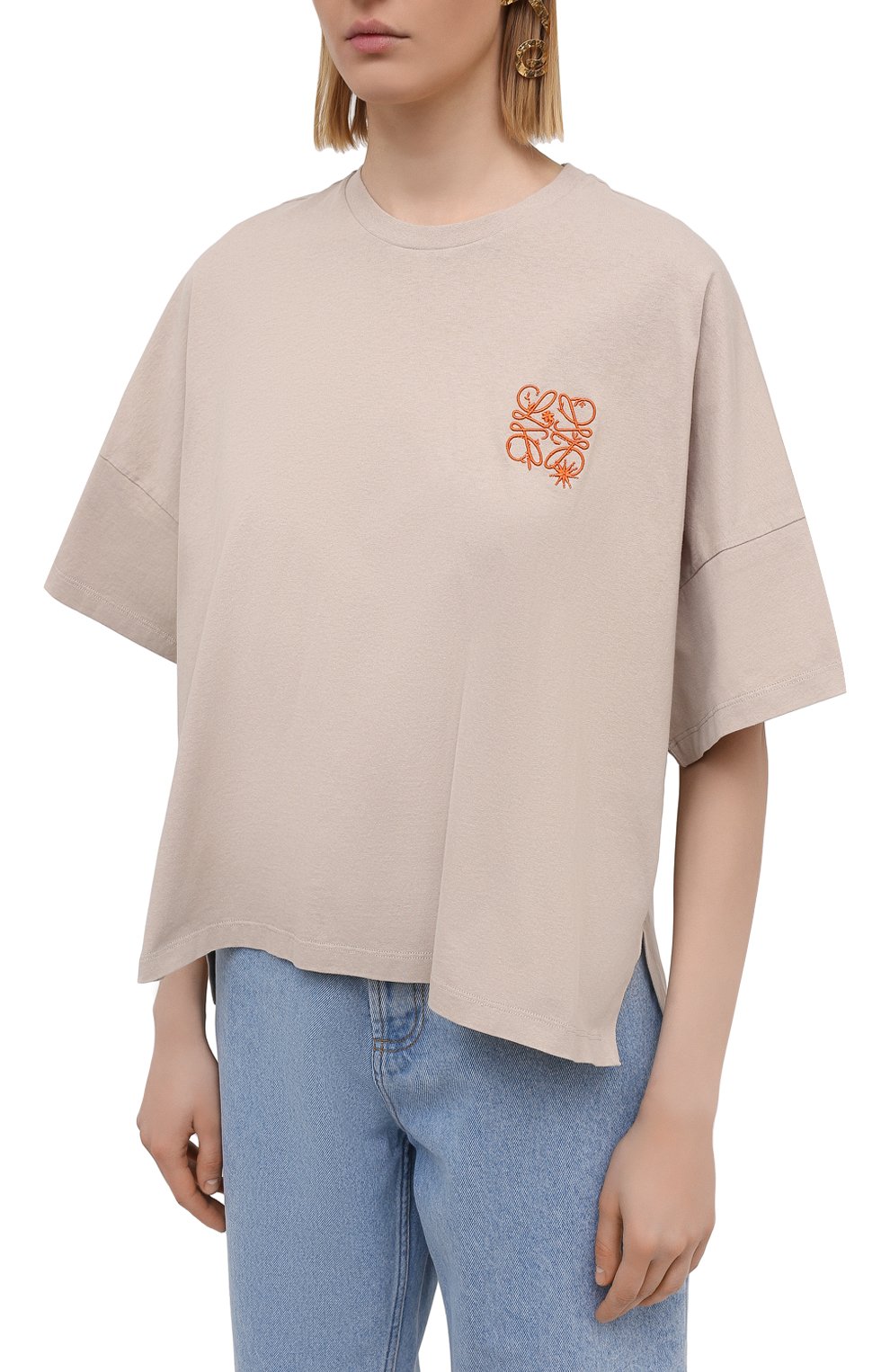 Хлопковая футболка LOEWE бежевого цвета по цене 34900 руб., арт. S540Y22X09, фото 3 Хлопковая футболка LOEWE, арт. S540Y22X09, фото 3