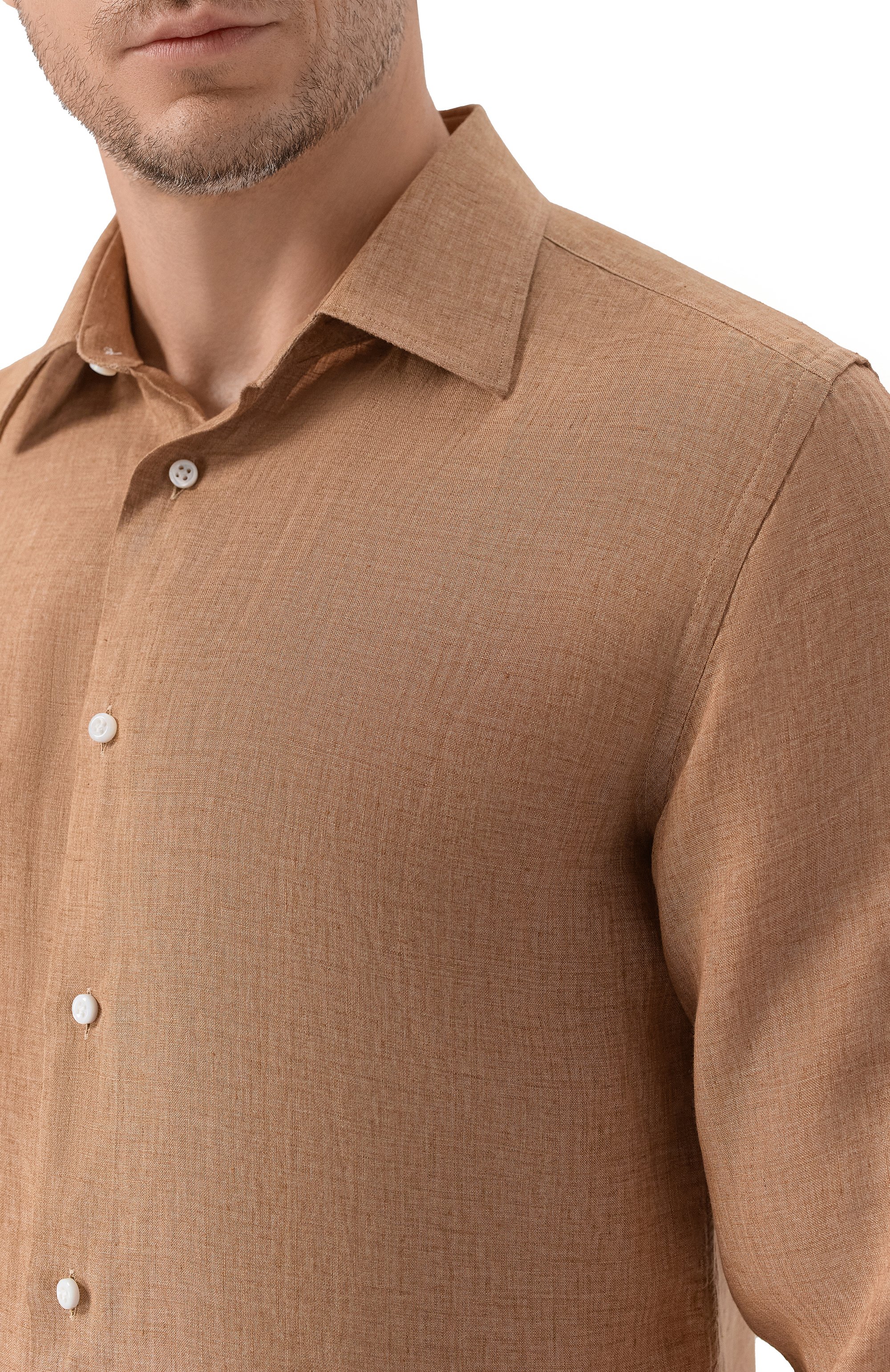 Льняная рубашка BOSS CAMEL, арт. 50560284, фото 5