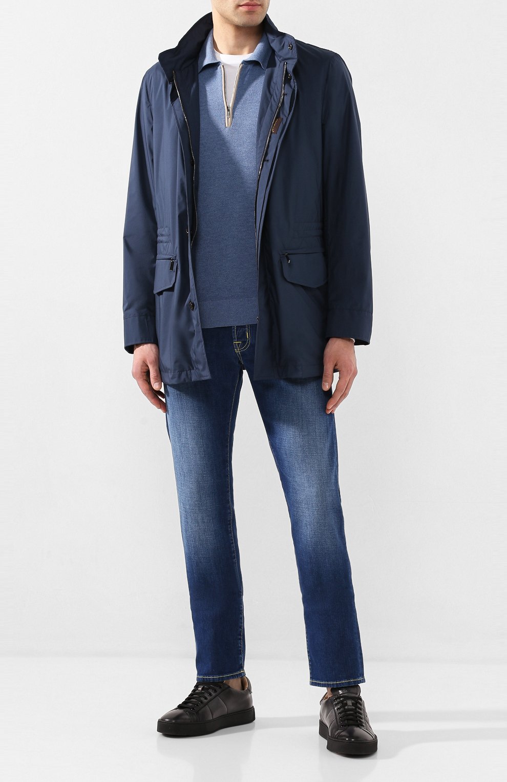 Поло из смеси хлопка и шелка FIORONI голубого цвета по цене 69550 руб., арт. MKL20600C1, фото 2 Поло из смеси хлопка и шелка FIORONI, арт. MKL20600C1, фото 2