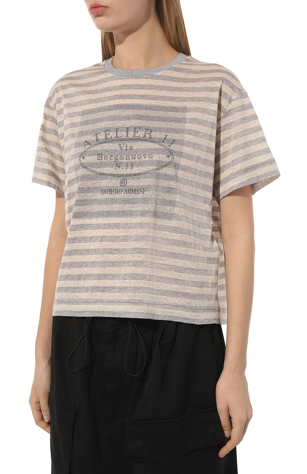 Футболка из хлопка и льна GIORGIO ARMANI, арт. 3DAM74/AJDMZ, фото 3