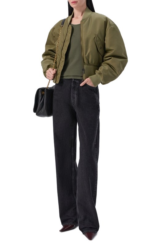 Хлопковая майка Saint Laurent 842992/Y37EC Хаки  842992/Y37EC Фото 2