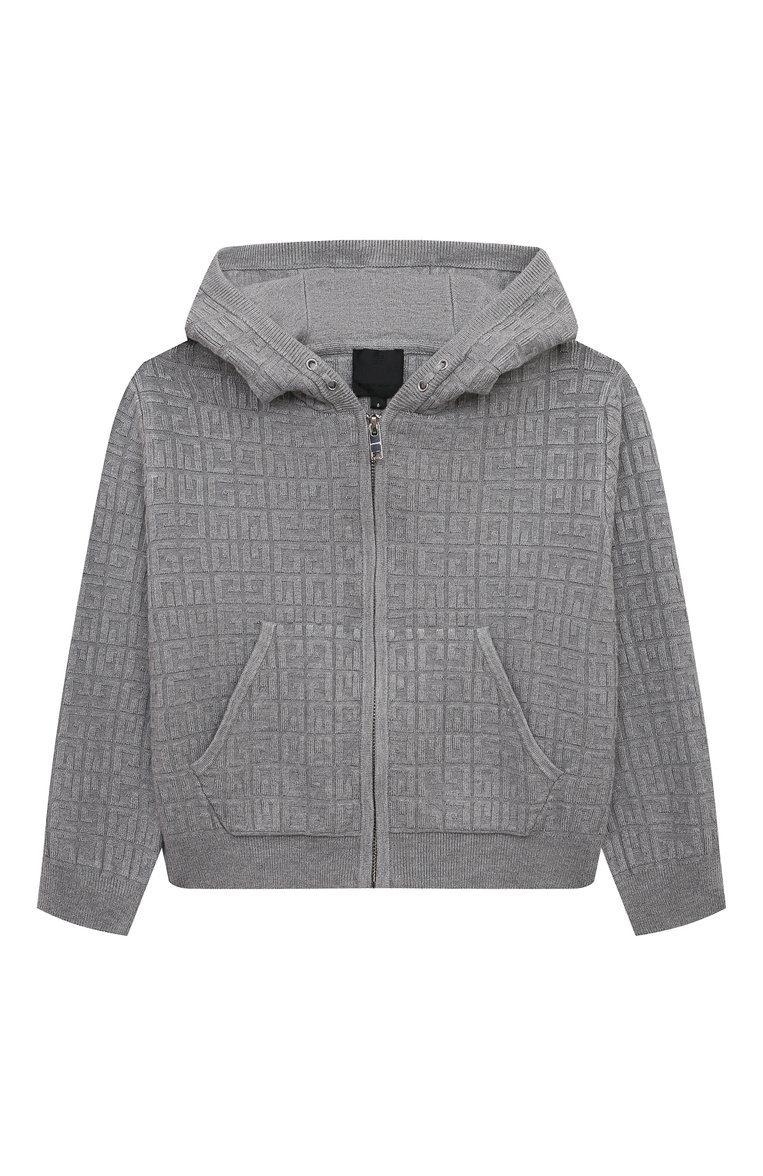 Детский толстовка из вискозы GIVENCHY серого цвета, арт. H15345/6A-12A | Фото 1 (Материал внешний: Вискоза; Рукава: Длинные; Девочки Кросс-КТ: Толстовка-одежда; Ростовка одежда: 8 лет | 128 см, 6 лет | 116 см, 10 - 11 лет | 140 - 146см, 12 лет | 152 см)