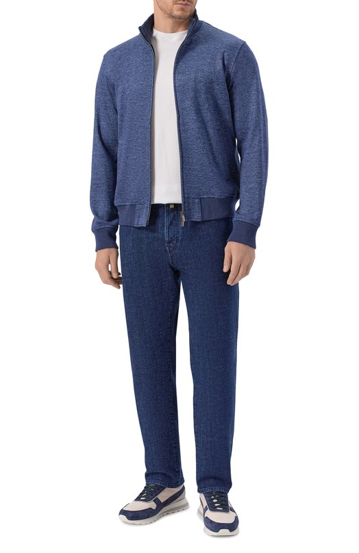 Толстовка изо льна и хлопка Andrea Campagna 20M466.ZQ00.CAMP. Синий  20M466.ZQ00.CAMP. Фото 2