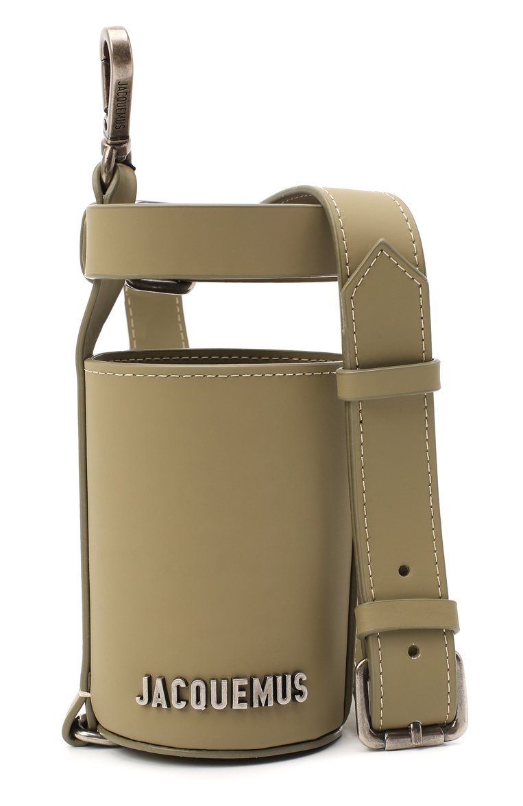 Женская сумка le porte gourde mini JACQUEMUS хаки цвета, арт. 203SL08/313640 | Фото 5 (Материал: Натуральная кожа; Размер: mini; Ремень/цепочка: На ремешке; Сумки-технические: Сумки через плечо; Материал сплава: Проставлено; Драгоценные камни: Проставлено)