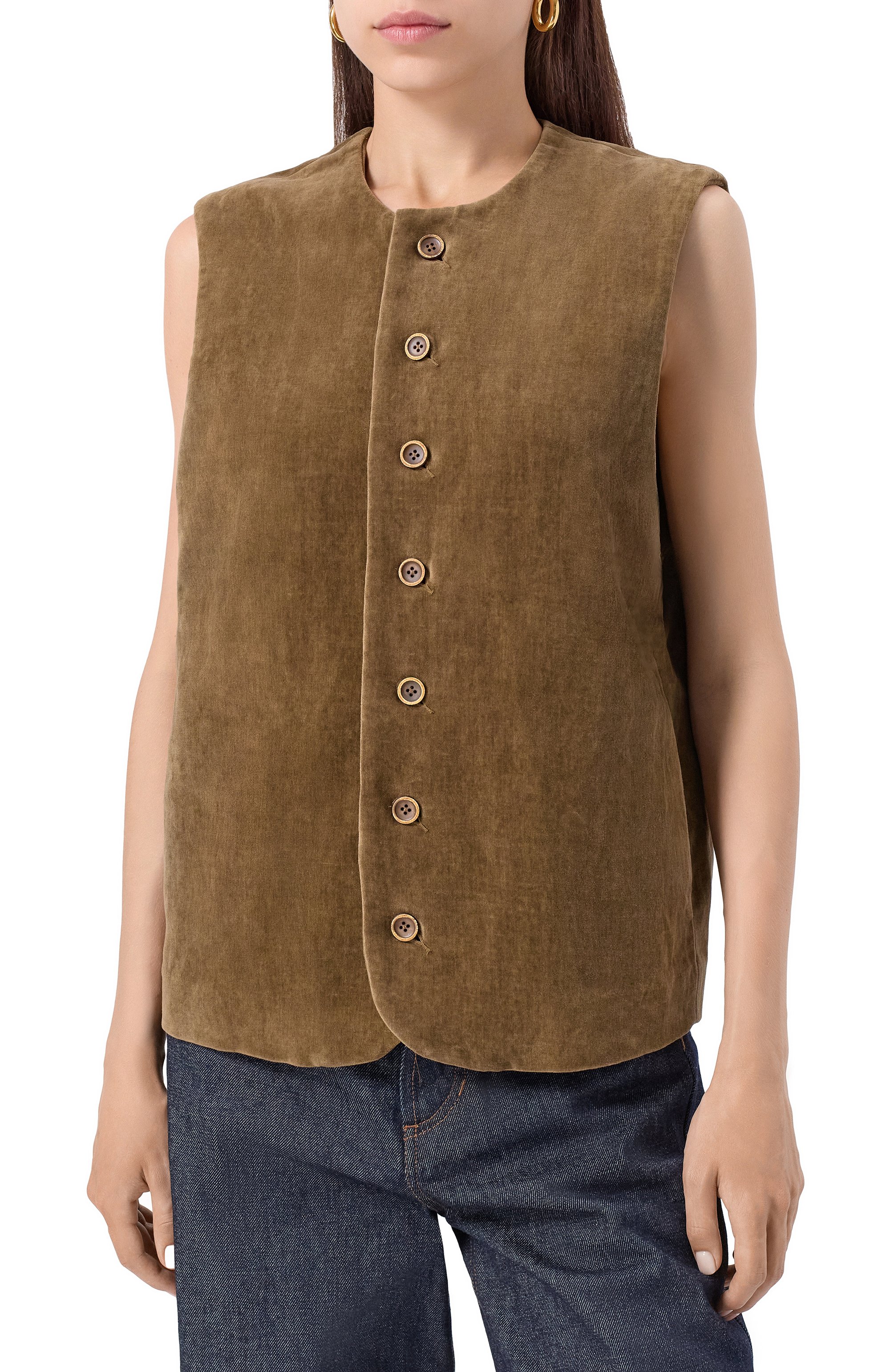 Жилет из хлопка и льна UMA WANG коричневого цвета по цене 121500 руб., арт. UM6527, фото 3 Жилет из хлопка и льна UMA WANG, арт. UM6527, фото 3