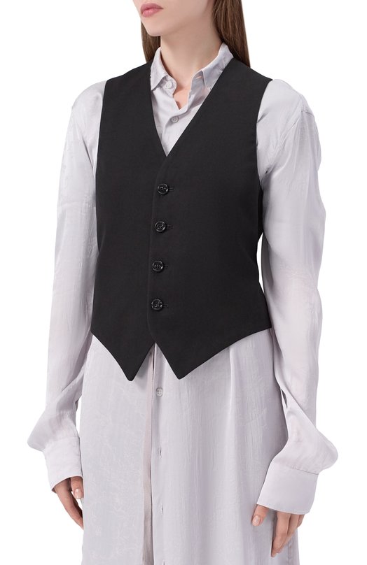 Хлопковый жилет Ann Demeulemeester B0013555/FA696 Чёрный  B0013555/FA696 Фото 3