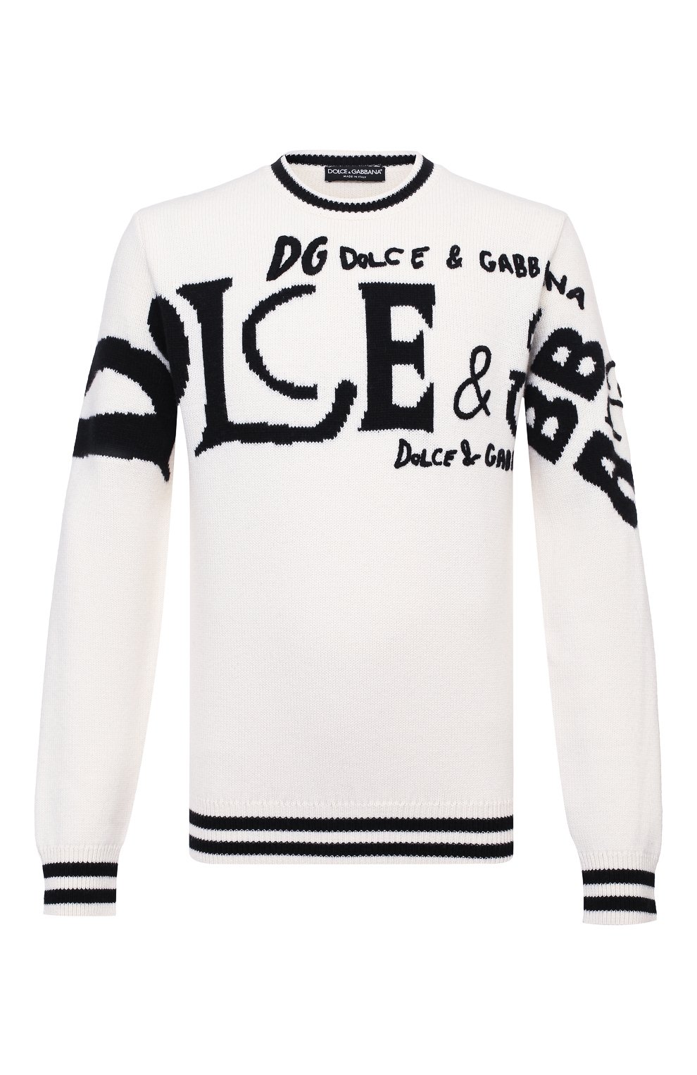 Шерстяной свитер DOLCE & GABBANA белого цвета по цене 222500 руб., арт. GXC03Z/JAVYP, фото 1 Шерстяной свитер DOLCE & GABBANA, арт. GXC03Z/JAVYP, фото 1
