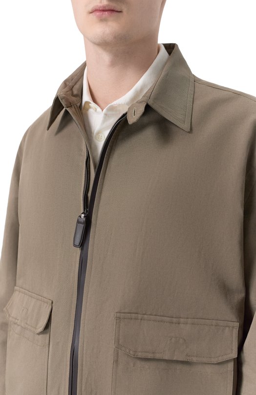 Бомбер изо льна и хлопка Brioni SLWF0L/PA106 Бежевый  SLWF0L/PA106 Фото 5