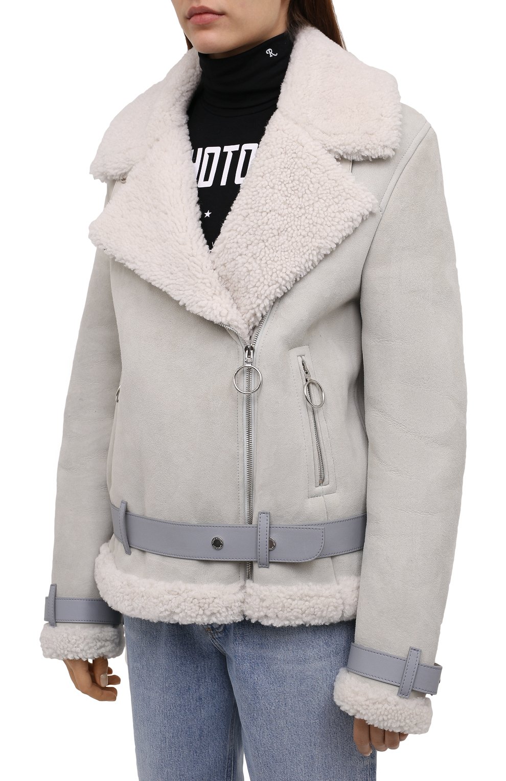 Дубленка из овчины OFF-WHITE светло-серого цвета по цене 311500 руб., арт. 0WJA054F21LEA001, фото 3 Дубленка из овчины OFF-WHITE, арт. 0WJA054F21LEA001, фото 3