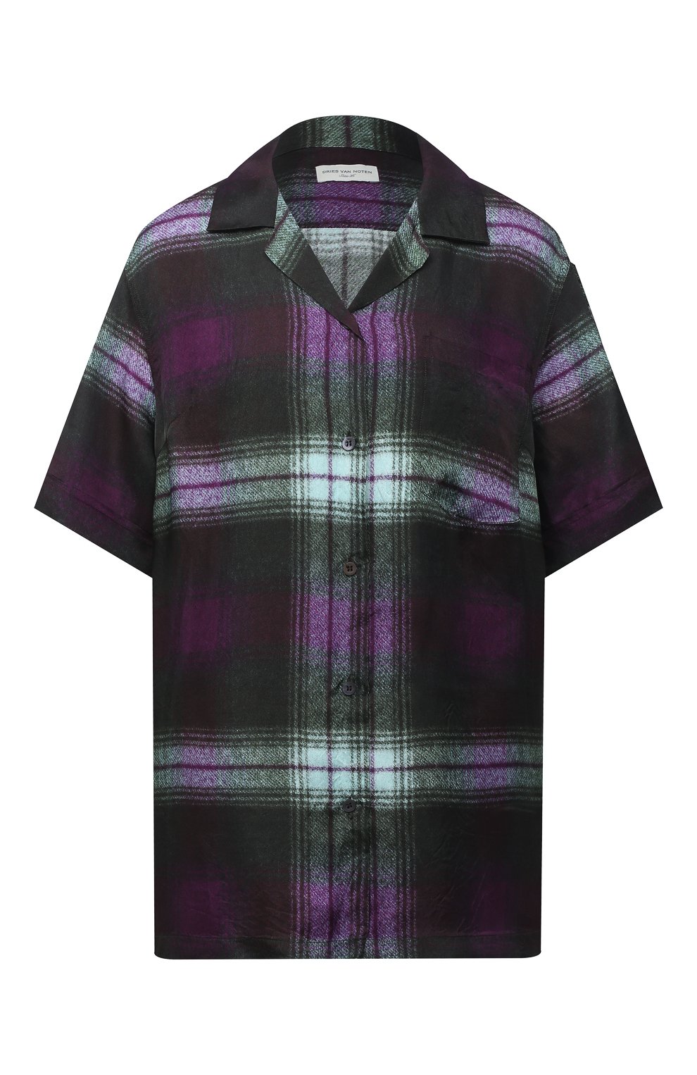 Рубашка из вискозы DRIES VAN NOTEN хаки цвета по цене 47500 руб., арт. 202-30778-1086, фото 1 Рубашка из вискозы DRIES VAN NOTEN, арт. 202-30778-1086, фото 1