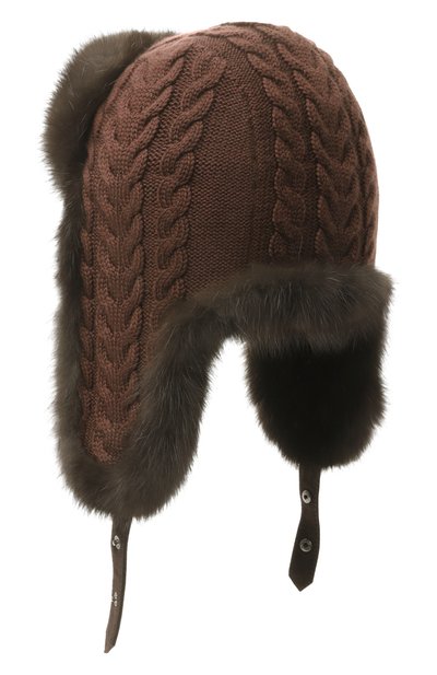 Кашемировая шапка-ушанка с мехом соболя BLACK SABLE, арт. BS-FHK-G, фото 2