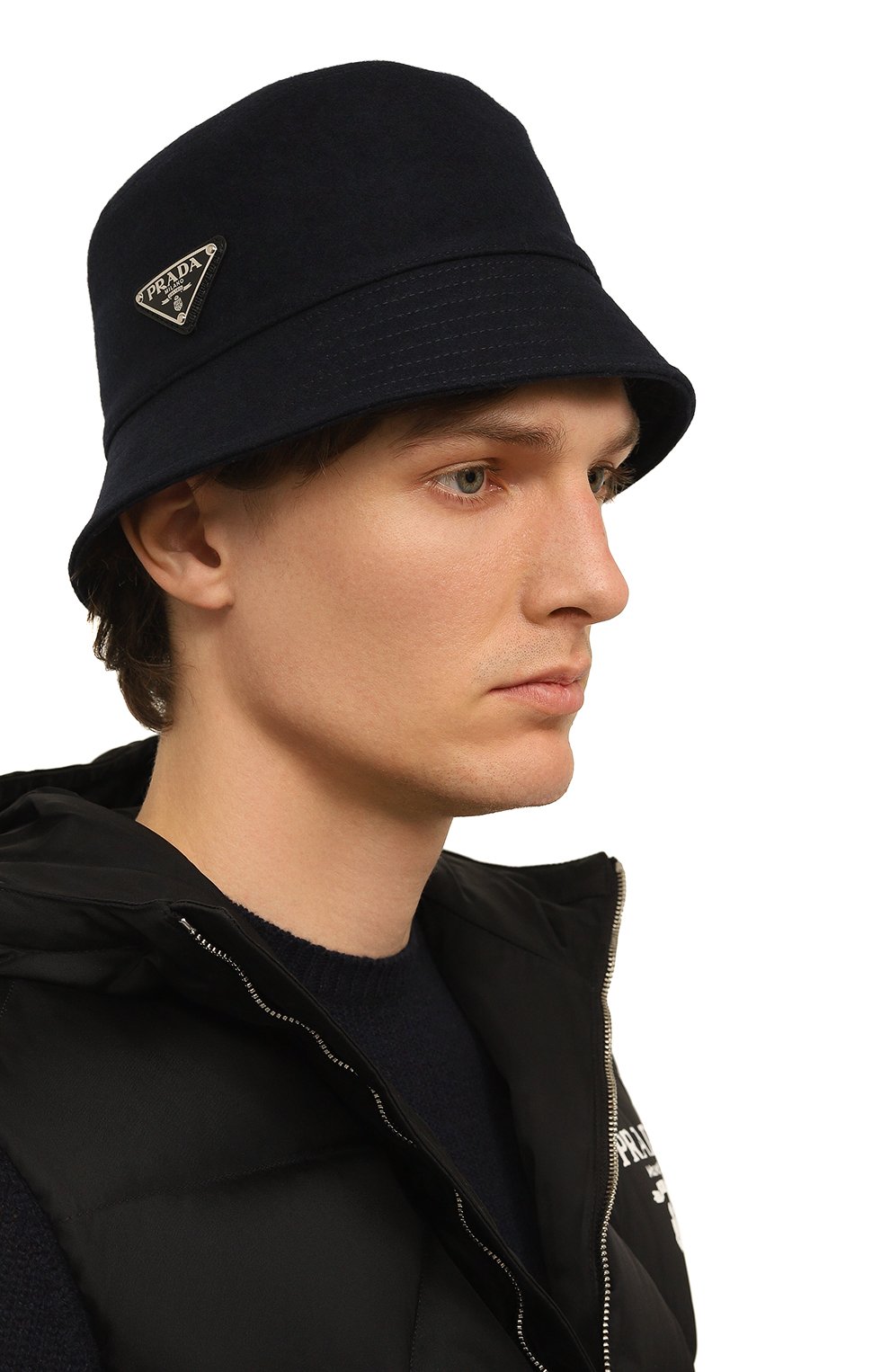 Шерстяная панама PRADA темно-синего цвета по цене 59000 руб., арт. 2HC137-1UMT-F0124, фото 2 Шерстяная панама PRADA, арт. 2HC137-1UMT-F0124, фото 2