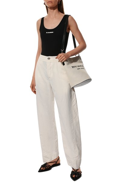Брюки из вискозы и льна JIL SANDER молочного цвета по цене 99500 руб., арт. JSWU305900-WU391600, фото 2 Брюки из вискозы и льна JIL SANDER, арт. JSWU305900-WU391600, фото 2