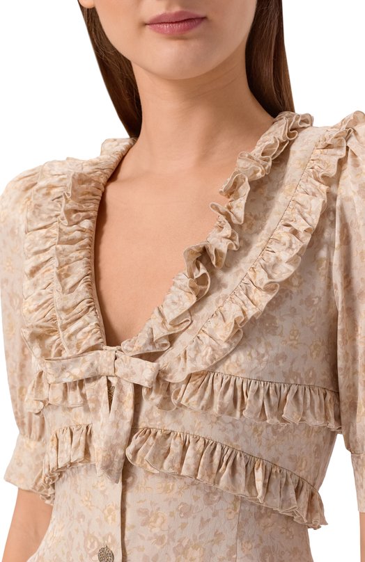 Шелковое платье Alessandra Rich FABX4297/F4670 Бежевый  FABX4297/F4670 Фото 4