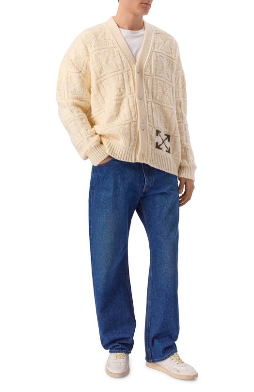 Шерстяной кардиган Off-White 0MHB02LF25KNI001 Кремовый  0MHB02LF25KNI001 Фото 2