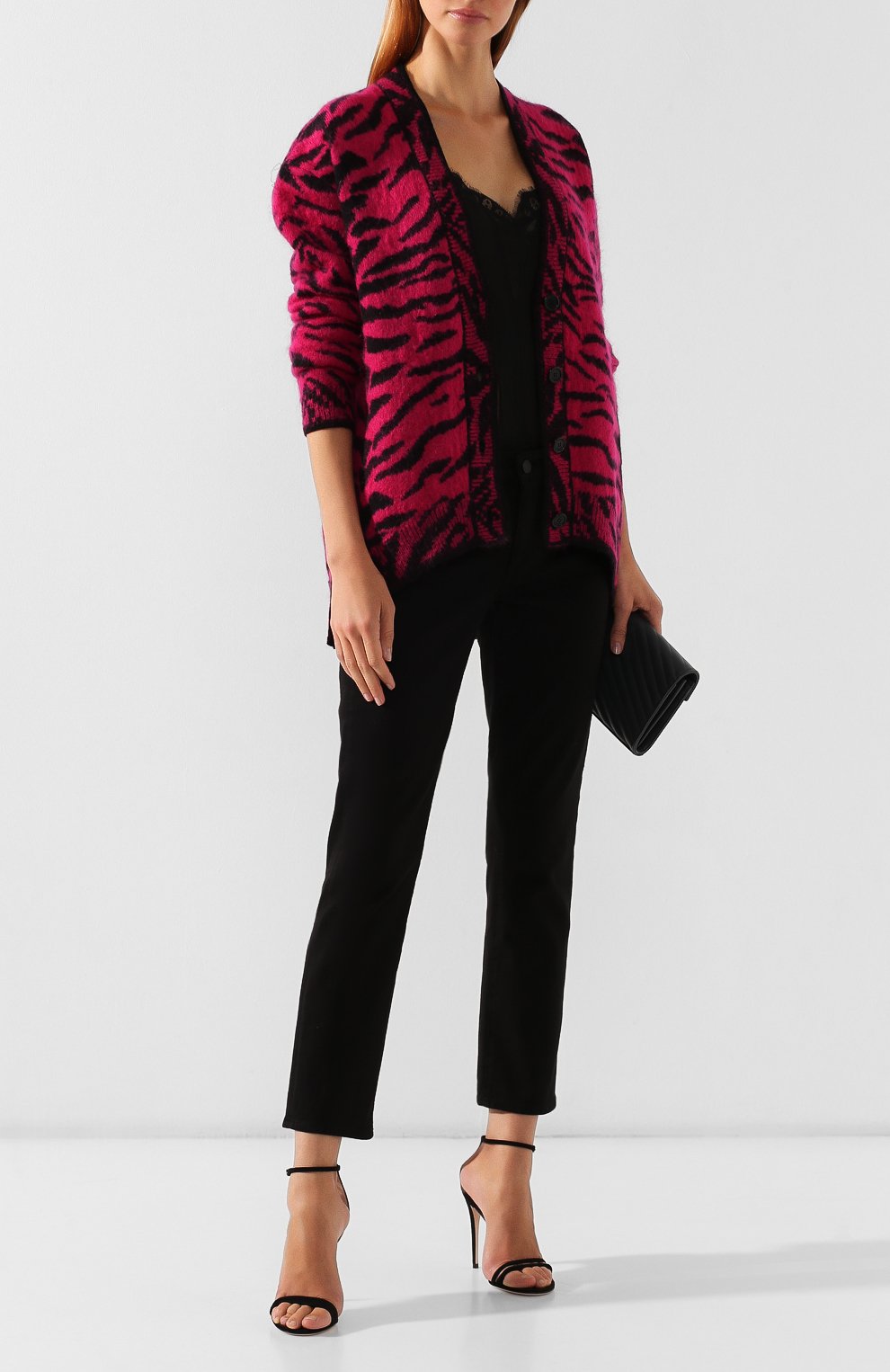 Кардиган SAINT LAURENT фуксия цвета по цене 134500 руб., арт. 586762/YAHE2, фото 2 Кардиган SAINT LAURENT, арт. 586762/YAHE2, фото 2