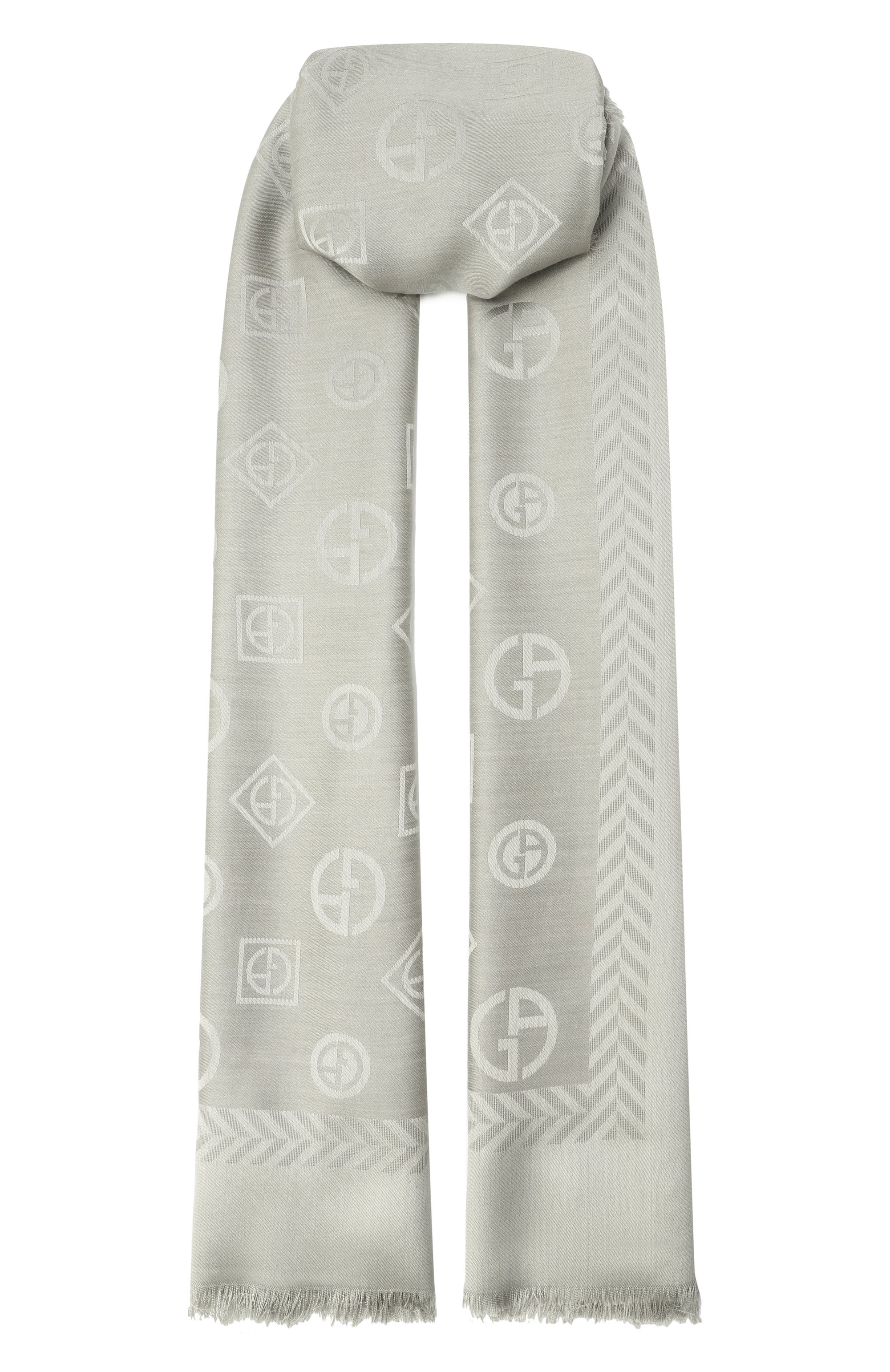 Шарф из шелка и шерсти GIORGIO ARMANI серого цвета по цене 59950 руб., арт. GM001500/AF15663, фото 1 Шарф из шелка и шерсти GIORGIO ARMANI, арт. GM001500/AF15663, фото 1