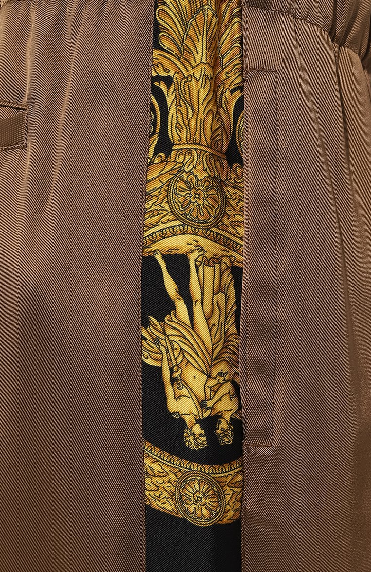 Мужские брюки из вискозы VERSACE коричневого цвета, арт. 1009374/1A06824 | Фото 5 (Длина (брюки, джинсы): Стандартные; Материал внешний: Вискоза; Случай: Повседневный; Стили: Кэжуэл)