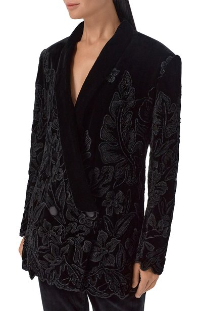 Бархатный жакет BALMAIN черного цвета по цене 514500 руб., арт. HF1SJ151/MI64, фото 3 Бархатный жакет BALMAIN, арт. HF1SJ151/MI64, фото 3