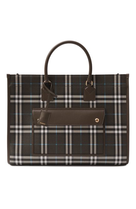 Женская сумка-тоут freya medium BURBERRY темно-коричневого цвета, арт. 8108261 | Фото 1 (Материал: Текстиль, Экокожа; Размер: medium; Материал сплава: Проставлено; Драгоценные камни: Проставлено)