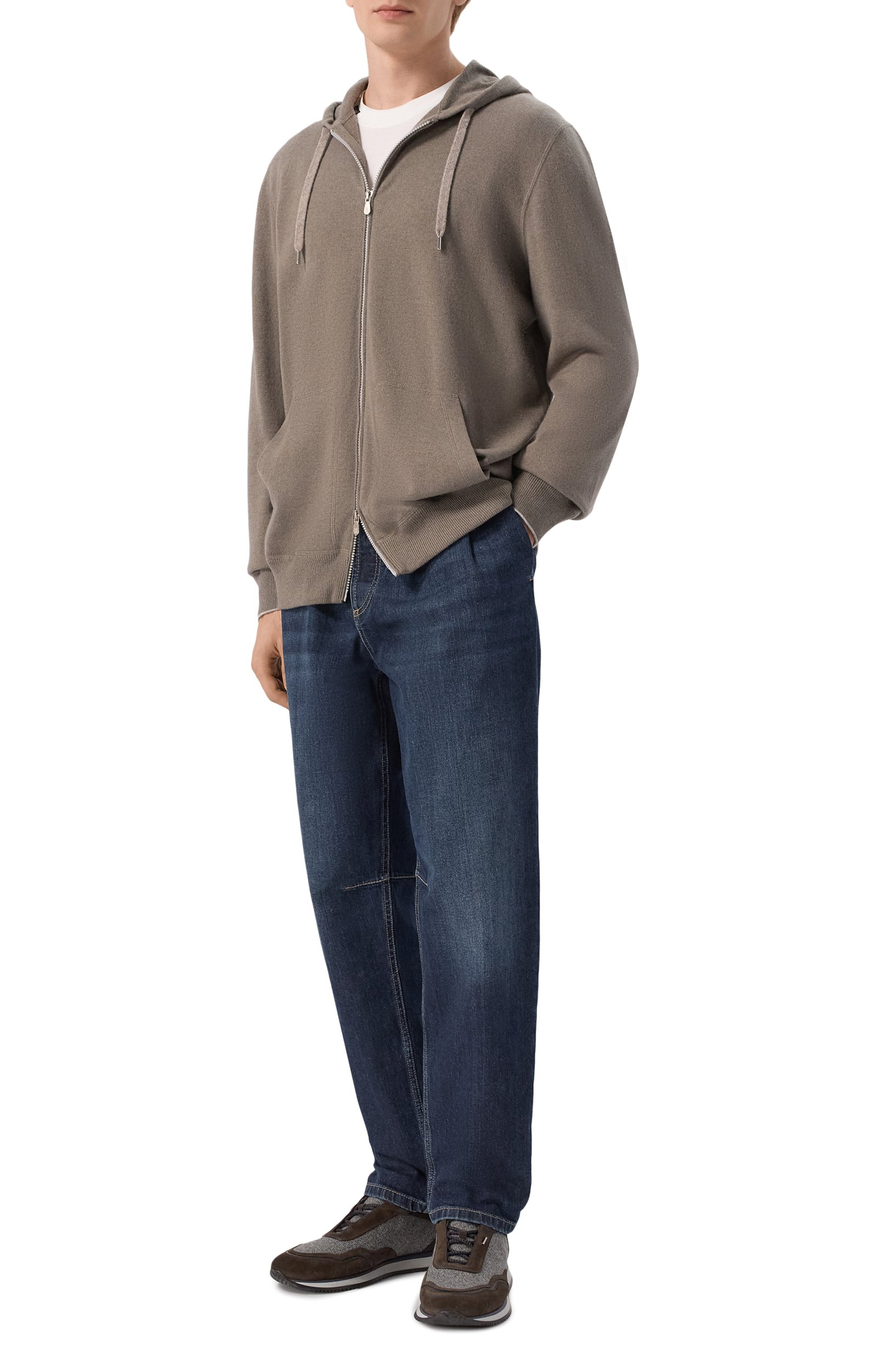 Кашемировый кардиган BRUNELLO CUCINELLI хаки цвета по цене 338500 руб., арт. M2223246G, фото 2 Кашемировый кардиган BRUNELLO CUCINELLI, арт. M2223246G, фото 2