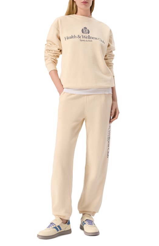 Хлопковый свитшот Sporty and Rich ST071606241CR01 Бежевый  ST071606241CR01 Фото 2