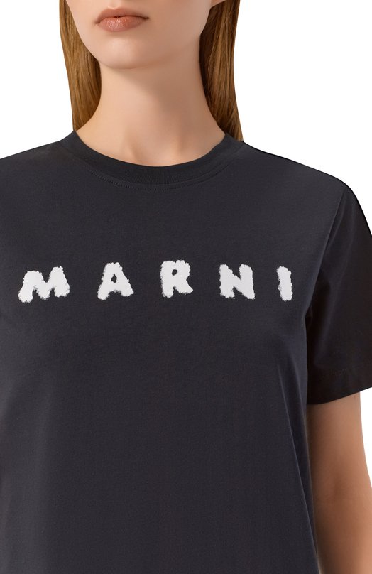 Хлопковая футболка Marni THJE0293P8/USCX42 Чёрный  THJE0293P8/USCX42 Фото 5