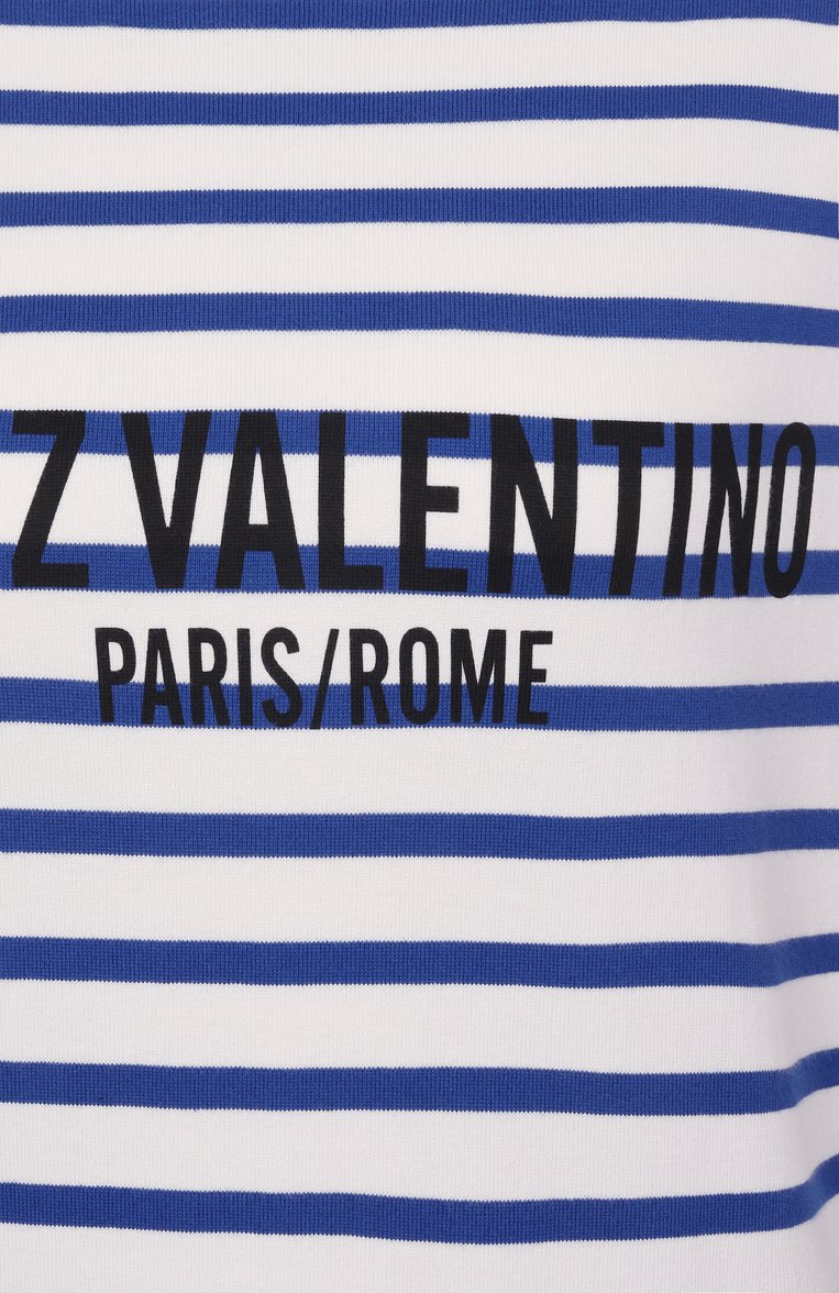 Женская хлопковый лонгслив VALENTINO голубого цвета, арт. 6B3MG24C/962 | Фото 6 (Длина (для топов): Стандартные; Рукава: Длинные; Автоматизация ТО: Проставлено; Автоматизация состава: Проставлено; Материал внешний: Хлопок; Принт: С принтом; Стили: Кэжуэл)