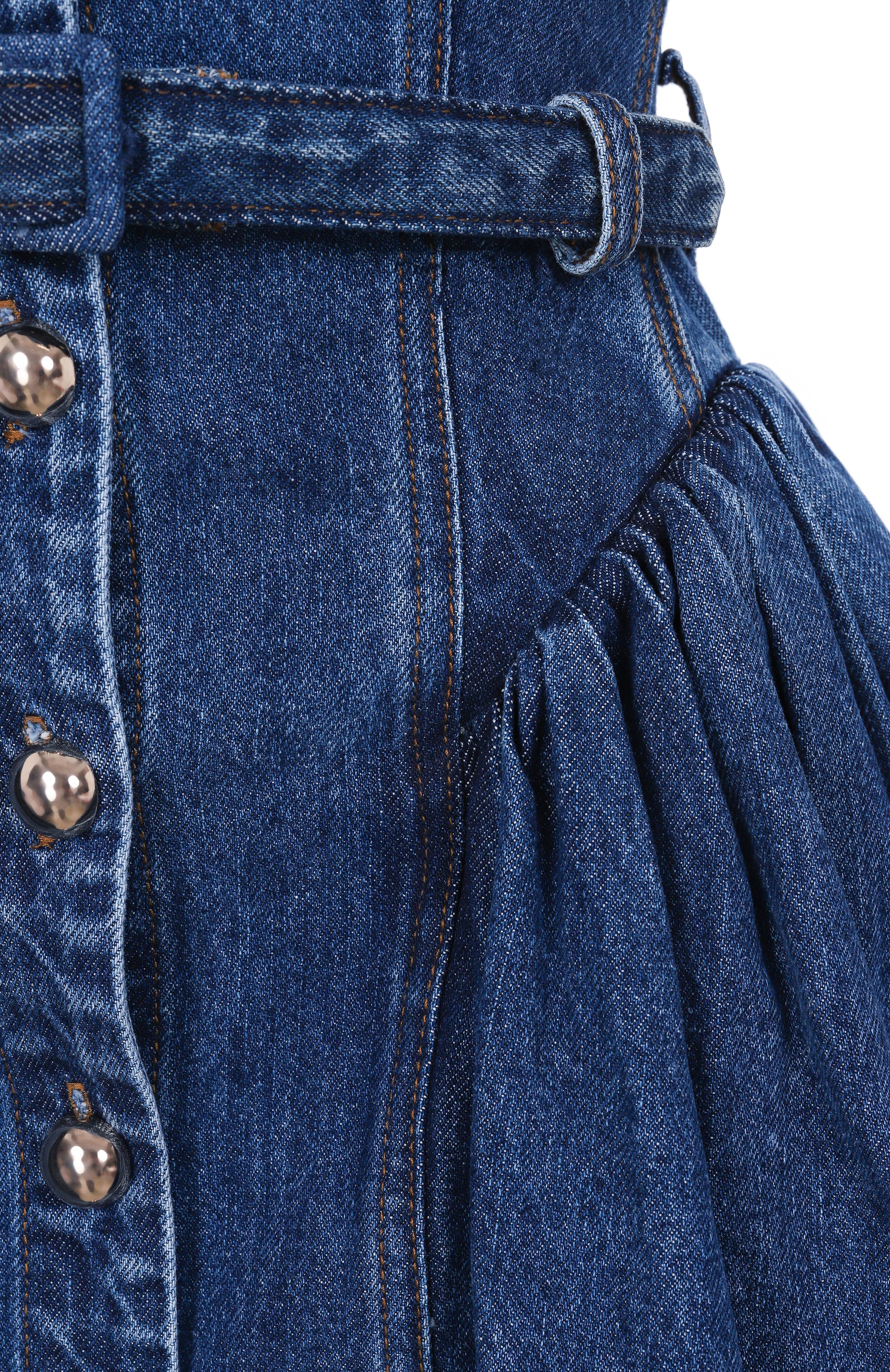 Джинсовое платье SELF-PORTRAIT синего цвета по цене 48050 руб., арт. RS25800SBL, фото 6 Джинсовое платье SELF-PORTRAIT, арт. RS25800SBL, фото 6