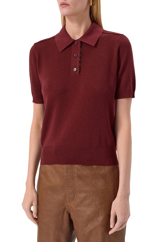 Шерстяное поло Burberry 8112167 Бордовый  8112167 Фото 3