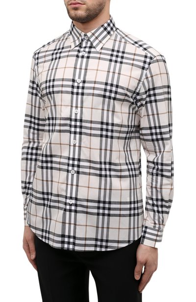 Хлопковая рубашка BURBERRY кремового цвета по цене 51300 руб., арт. 8050275, фото 3 Хлопковая рубашка BURBERRY, арт. 8050275, фото 3