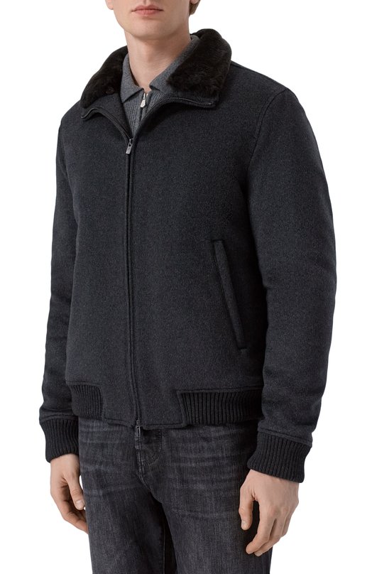 Бомбер с воротником из бобра Andrea Campagna M0D.TIBERI0/ZEUS_SET Серый  M0D.TIBERI0/ZEUS_SET Фото 3