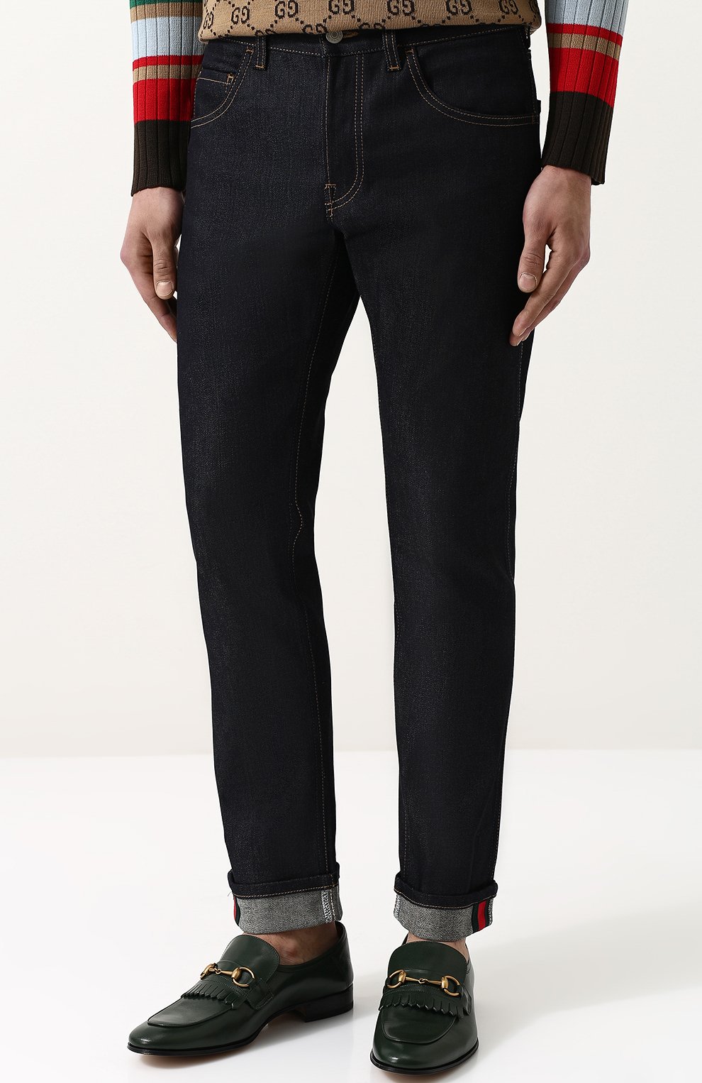 Джинсы прямо го кроя с отворотами GUCCI, арт. 430368/XR188, фото 3