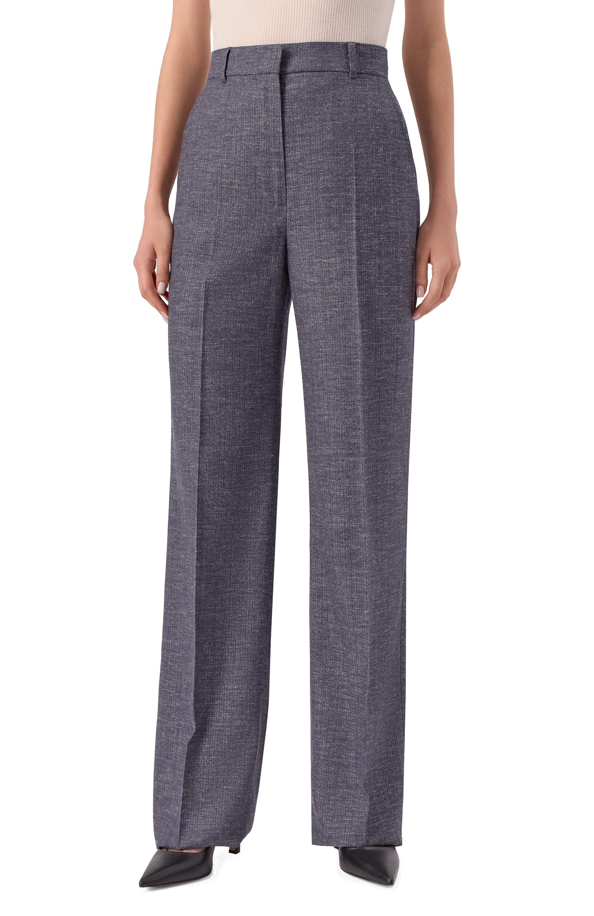 Брюки из шерсти и вискозы MAX MARA STUDIO синего цвета по цене 39900 руб., арт. EZIANA, фото 3 Брюки из шерсти и вискозы MAX MARA STUDIO, арт. EZIANA, фото 3