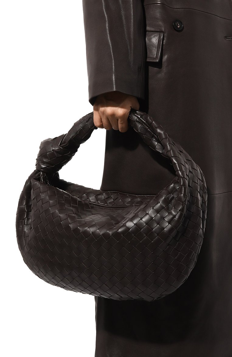 Женская сумка jodie small BOTTEGA VENETA темно-коричневого цвета, арт. 600261/VCPP0 | Фото 2 (Размер: small; Материал: Натуральная кожа)
