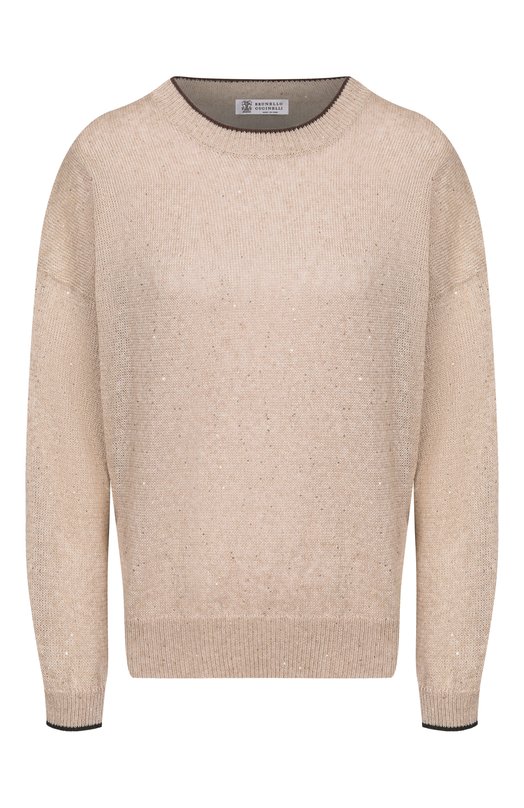 Льняной пуловер Brunello Cucinelli MDT796410 Бежевый MDT796410