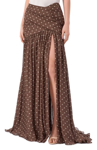 Шелковая юбка ELIE SAAB коричневого цвета по цене 272500 руб., арт. SK307PS26/CH010, фото 3 Шелковая юбка ELIE SAAB, арт. SK307PS26/CH010, фото 3