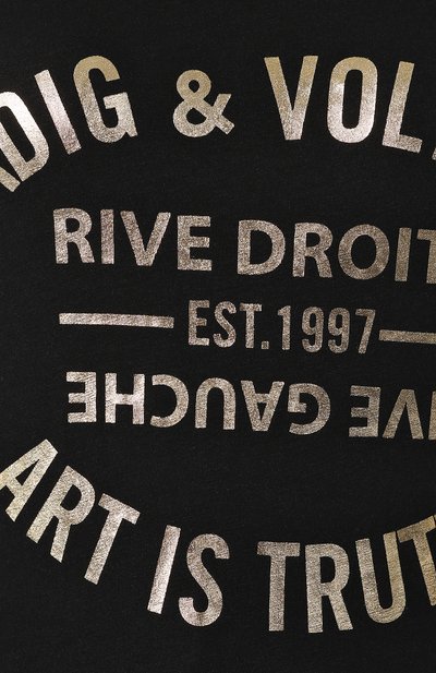 Футболка из смеси хлопка и вискозы ZADIG AND VOLTAIRE черного цвета по цене 7525 руб., арт. SHTS1828F, фото 5 Футболка из смеси хлопка и вискозы ZADIG AND VOLTAIRE, арт. SHTS1828F, фото 5
